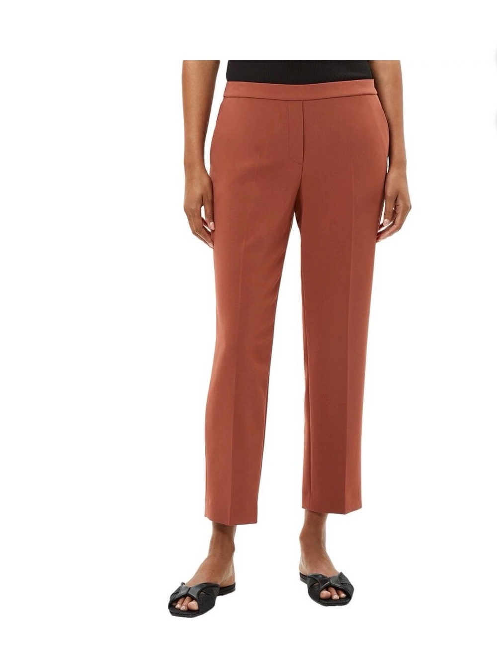 Theoy Treeca Cropped Slim-Leg Pull On Pant Red Clay Size 6